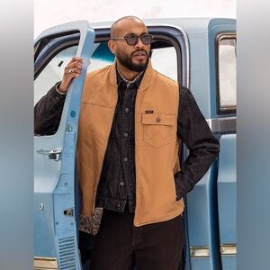 NWT Men's Wrangler Quilt Lined Rancher Vest Tobacco Brown L